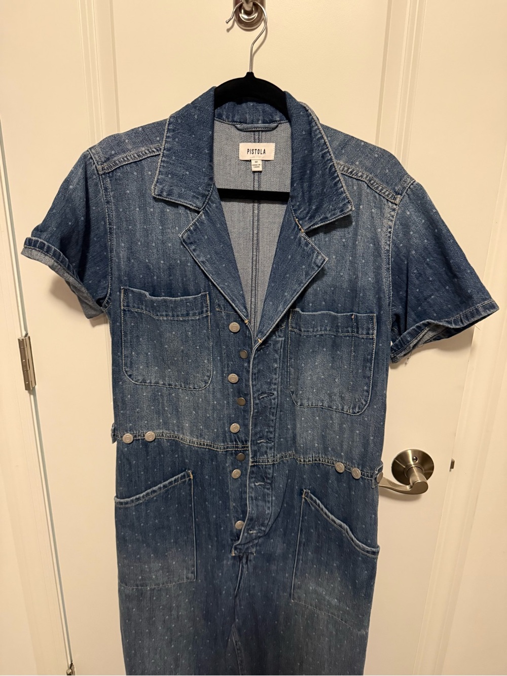 pistola Indigo Short-Sleeve Denim Jumpsuit - Picture 4 of 7